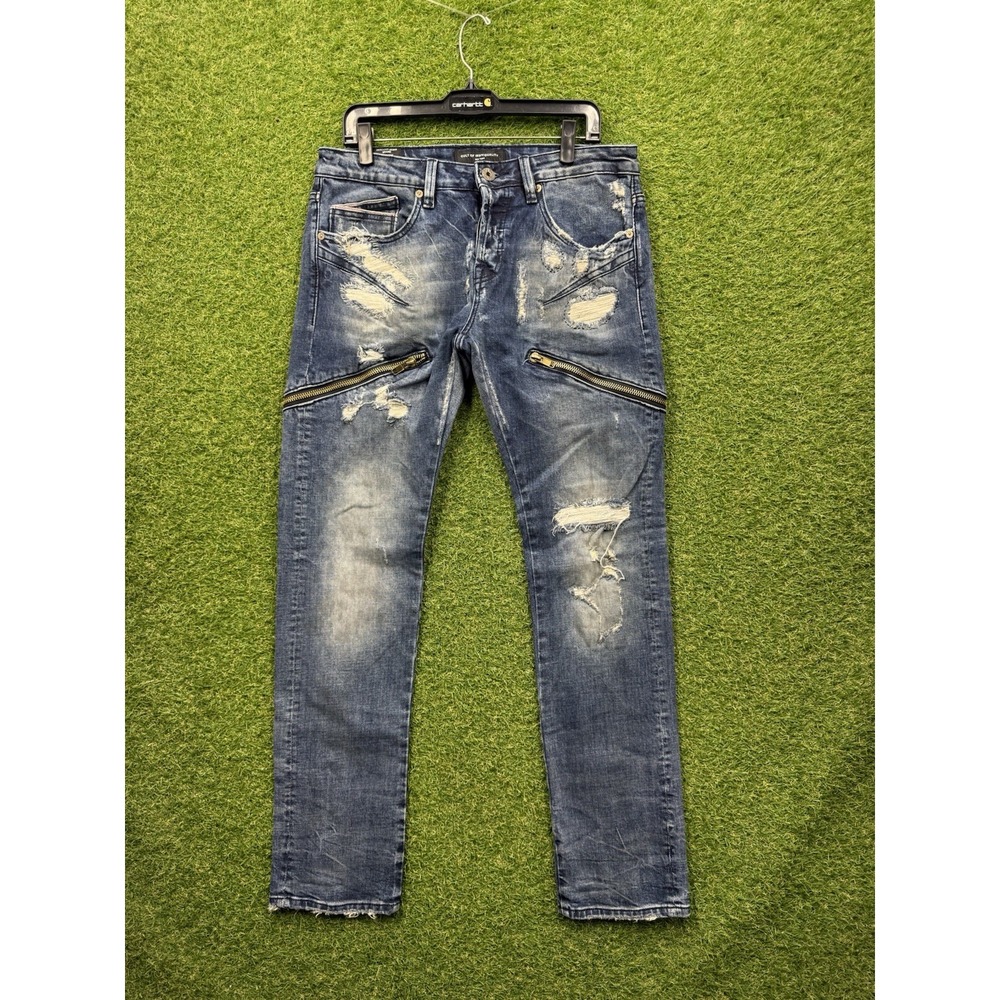 Cult of Individuality Jeans Mens 32x34 Greaser Moto Biker Dark Wash 67A3-MR23B